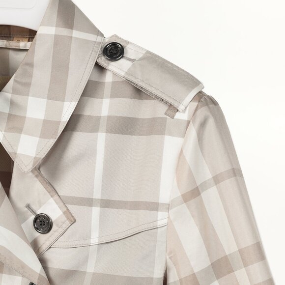 Burberry Brit Grey Check Taffeta Packable Belted Trench Coat - Picture 4 of 14